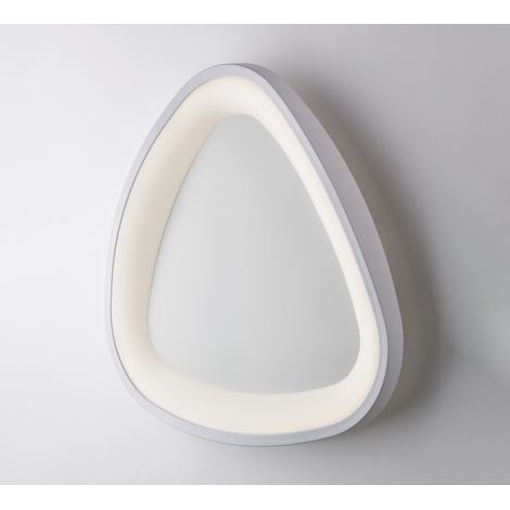 Plafoniera triangolare in metallo e alluminio laccato bianco con led integrato H.7 - Ø 50