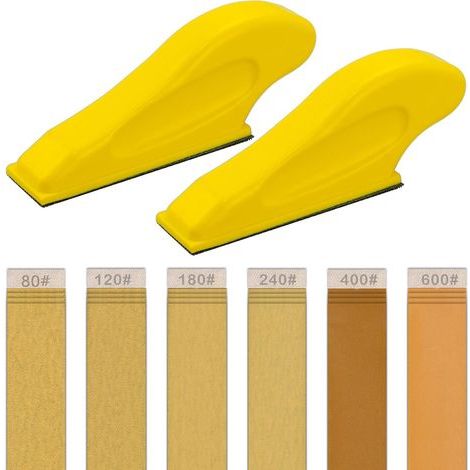 Lot de 2 mini ponceuses Micro Gator - Avec 30 feuilles de papier de verre 3,5 x 1 pouce, grains 80-120-180-240-400-600 - Pour la finition du bois à faire soi-même - Polissage dans les espaces étroits (1/5)