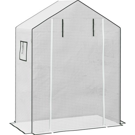 Greenhouse Cover Replacement Walk-in PE Hot House Cover with Roll-up Door and Windows, 140 x 73 x 190cm, White