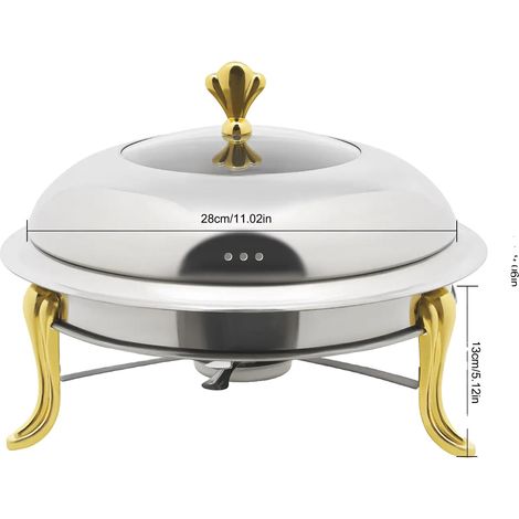 Plat de service rond, acier inoxydable, diamètre intérieur de 28 cm, capacité de 3L (1/2)