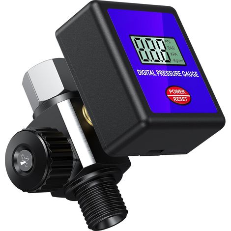 Digitaler 1/4"-NPT-Druckluftregler, Einstellbereich 0-200 PSI, mit Manometer, geeignet für Druckluftwerkzeuge und Sprühgeräte. (1/5)