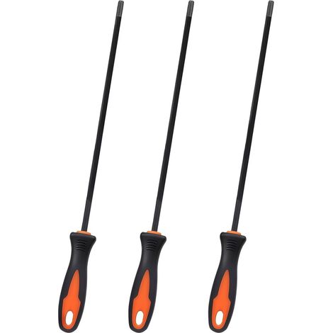 Lot de 3 limes pour tronçonneuses, maillons de chaîne 13/64" à 3/8", compatibles avec les modèles Stihl MS311, MS391, MS362, MS441, MS461, MS661 et Husqvarna. (1/5)