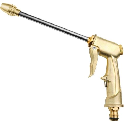 Pistolet d'arrosage Métal, Pistolet Arrosoir Métal Haute Pression, Pistolet à Eau de Jardin Robuste avec Buse en Laiton Lavage de Voiture, Nettoyage, Irrigation de Jardin et Pelouse- Long (1/5)