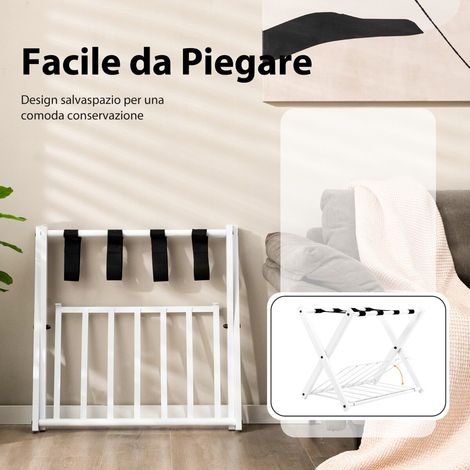 Set of 2 suitcase stands, foldable luggage rack with 2-tier design, white (1/5)