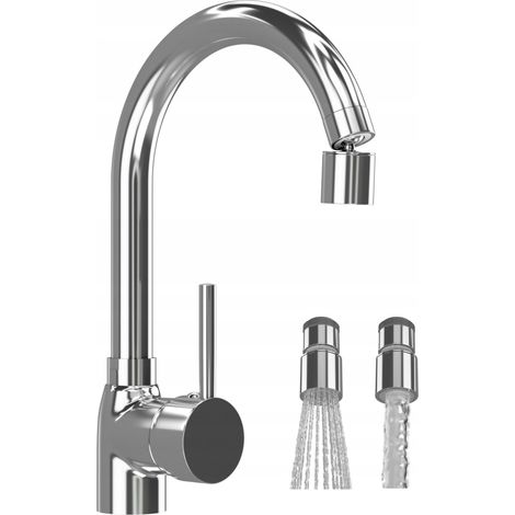 Robinet de Cuisine Granitan Beta avec Mousseur Basse Consommation - Chromé, Rotatif 360°, Haut de 30 cm (1/5)