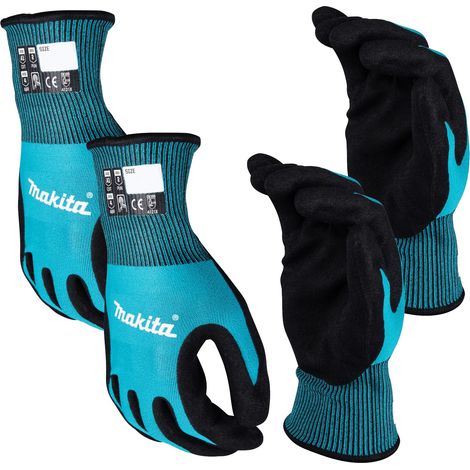 Makita Gloves Fitknit Cut Level 1 Nitrile Coated Dipped 2 Pairs XL Extra Large (1/5)