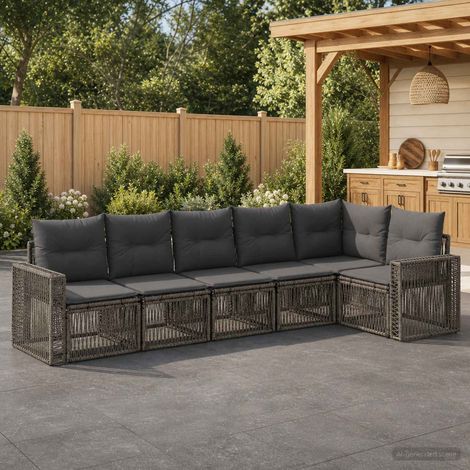 Set Divano da Giardino 6 pcs Grigio e Grigio Scuro polyrattan vidaXL (1/5)