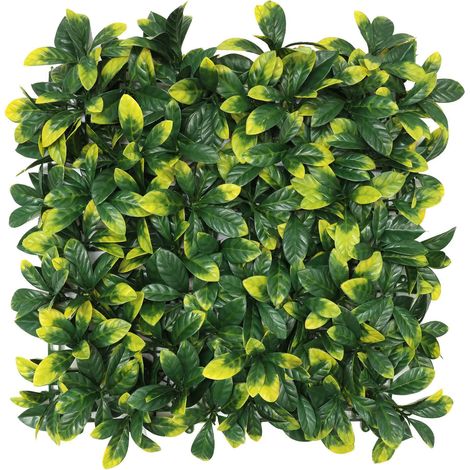 WellHome Seto Artificial 100x100cm,Jardin vertical de hojas Verdes y amarillas (1/5)