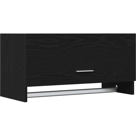 Mobiletto a muro funzionale e minimalista 70 x 32,5 x 35 cm realizzato in legno composito di rovere nero 020051907