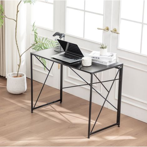 MEUBLIV Klappschreibtisch 99 x 50 x 75 cm, Schwarz – platzsparend, Aufbau in 8 s (1/5)