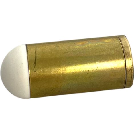 Butoir mural MADE IN FRANCE en laiton verni & bouchon amortisseur en élastomère blanc. Diamètre 25mm et longueur 60mm. (1/4)