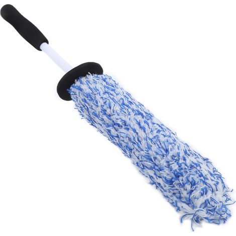 Brosse de nettoyage pour jantes et pneus en microfibre douce, longue portée, multifonction pour échappement, pare-chocs, garde-boue - Bleu (1/5)