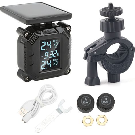 Moniteur de Pression et Température de Pneu Moto sans Fil - Écran LCD Étanche IP67, Alimentation Solaire (1/5)