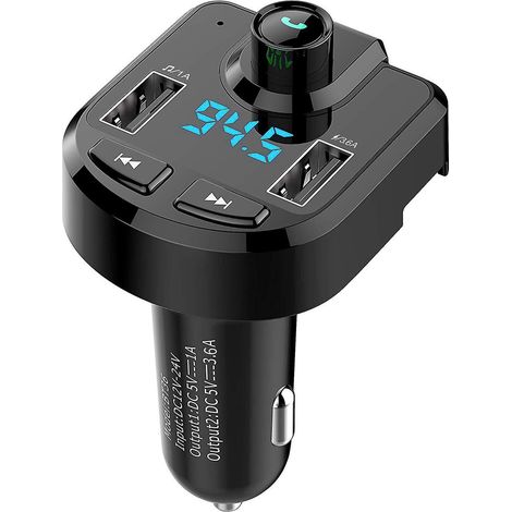 transmetteur Fm Bluetooth,kit Main Libre Voiture Bluetooth Chargeur Rapide Allume Cigare Avec Dual Usb Ports,lecteur Mp3 Adaptateur Radio Sans Fil (1/5)