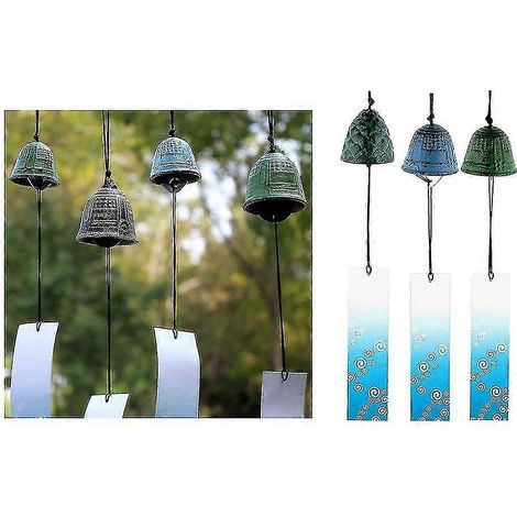 Ensemble de 3 carillons à vent japonais Furin Nambu en fonte Iwachu (1/5)