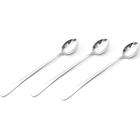 Set aus 3 langstieligen Edelstahllöffeln, ideal für Kaffee, Eistee und Eiscreme, für Bars, Partys zu Hause oder andere Anlässe. Mit spitzer Spitze. (1/5)