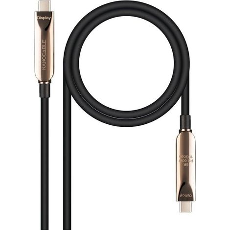Cable USB 3.2 Tipo-C AOC Nanocable 10.01.4610/ USB Tipo-C Macho - USB Tipo-C Macho/ Hasta 60W/ 10Gbps/ 10m/ Negro