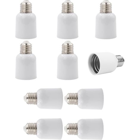 Adaptador de casquillo E27 a E40: convierte bombillas E40 a casquillos E27. Paquete de 10 adaptadores para bombillas LED y CFL. (1/5)