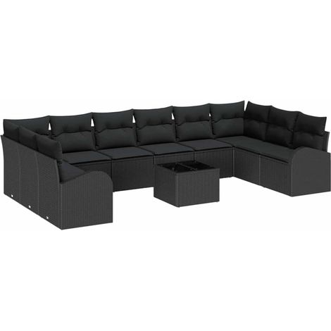 Maison Exclusive - Gartensofa-set mit Kissen 11 pcs Schwarz Poly-