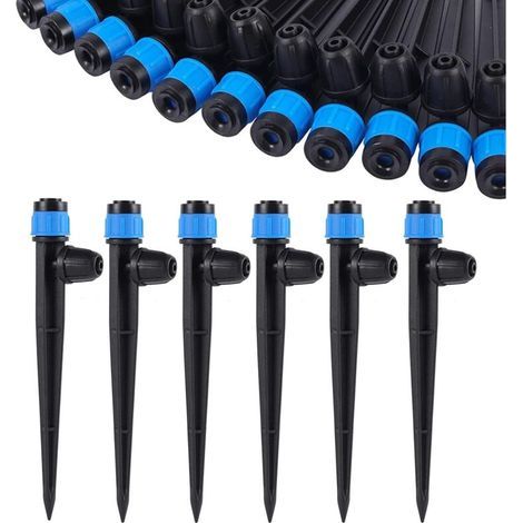 Émetteur d'irrigation goutte à goutte, avec diffuseur réglable à 360 degrés, adapté aux tuyaux de 0,64 cm, arroseur goutte à goutte pour jardin, idéal pour les systèmes d'arrosage domestiques. (50 piè