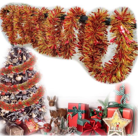 Ghirlanda di Natale Brillante 4 Pezzi Rosso Decorazione Ogni 2m (1/5)