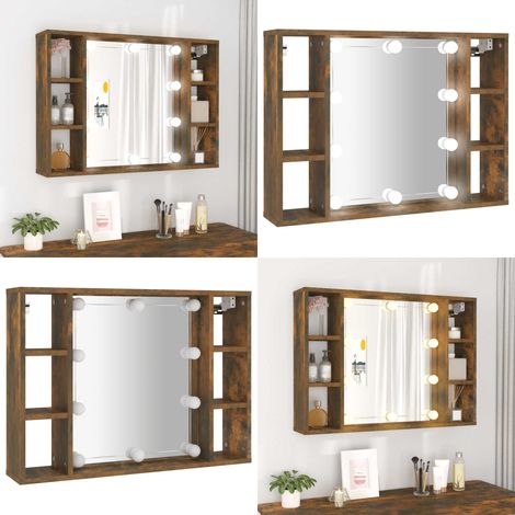 Spiegelschrank mit LED Räuchereiche 76x15x55 cm - Spiegelschrank - Badezimmermöbel - LED-Spiegel - Holzschränk - Rauchfarben - Home & Living
