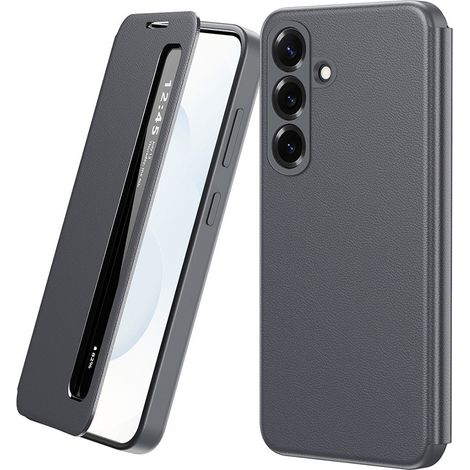 Funda de piel con ventana Smart View para Samsung Galaxy A57 5G, color gris. (1/5)