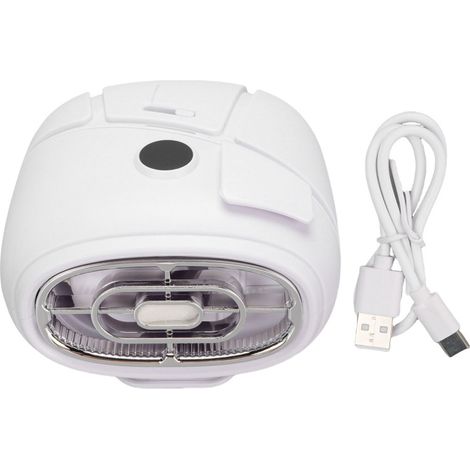 Ventilateur de taille portable avec boîte d'aromathérapie, 100 vitesses réglables en continu, affichage numérique LED, rechargeable, pour l'extérieur (blanc). (1/5)