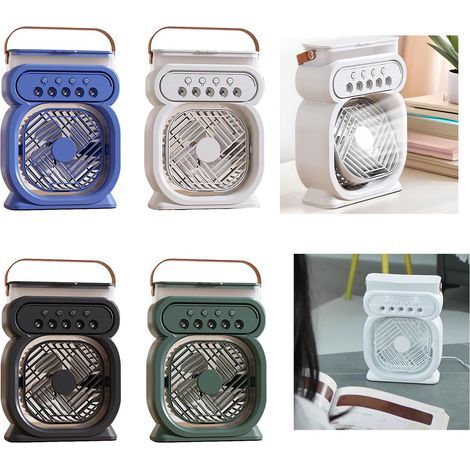 Mini Ventilateur Multifonction Rechargeable avec Lampe, Vert Ventilateur USB Silencieux pour Bureau et Extérieur (1/5)