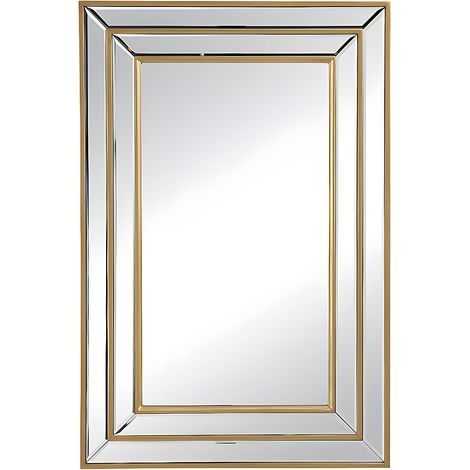 Miroir biseauté en bois d'eucalyptus - L. 60 x H. 90 cm - Doré - BAKOU