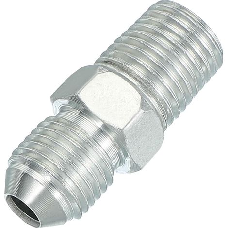Connecteursmamelon réducteur hexagonal Adaptateurtuyau 1/2" Mâle 37° Flare JIC x 1/4" Mâle NPT, Raccordtuyau Réducteurmamelon Adaptateur en acier plaqué Raccord hydraulique (1/5)