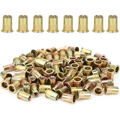 Ecrou Riveté M8 - Acier Carbone Zingué - Pour Métaux Et Tubes - Kit De 200 Pièces (1/5)