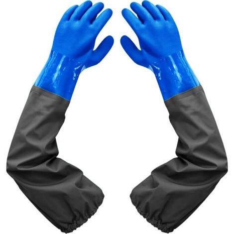 Dépolie Étanche Gants-Gants de Nettoyage D\'étang, 26 inch Doublure Floquante Poignets Élastiques, Pour Industrie chimique Agriculture Pêche Construction (1/5)