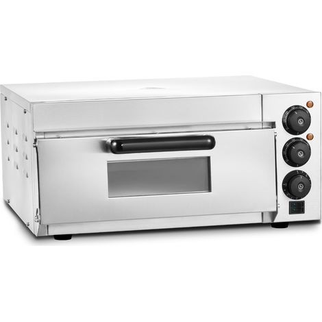 Mophorn Horno de pizza comercial de encimera, 16" de una sola capa, horno de pizza electrico de acero inoxidable con piedra y mango, máquina para hacer pizza de interior multiusos para restaurantes (1/5)