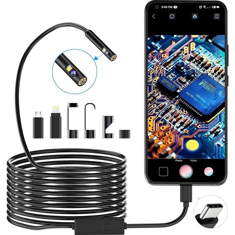 Endoscope Double Objectif 1920P - 5M - Semi-Rigide - 8 LED - IP67 - Android iOS (1/5)