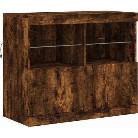 Aparador cómoda cómoda armario mueble organizador cocina salón salón con luces LED 81 x 37 x 67 cm marrón 020029895
