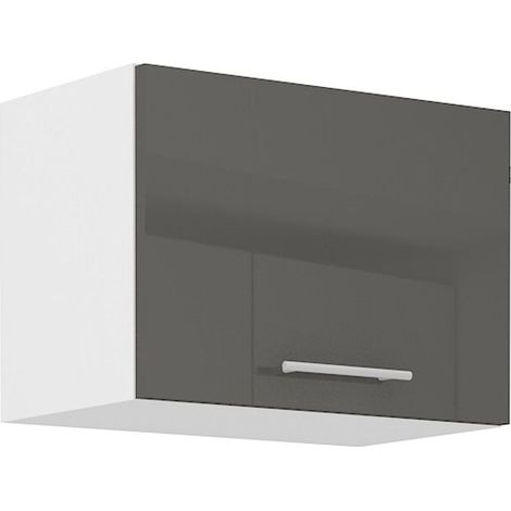 Küche Hängeschrank 50 Lara Grau Hochglanz + Weiss matt Küchenzeile Küchenblock (1/4)