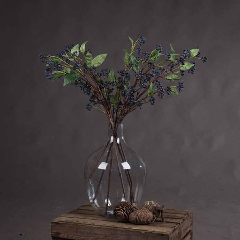 Viburnum Berry Artificial Plant - Plastic - L11 x W11 x H80 cm - Blue