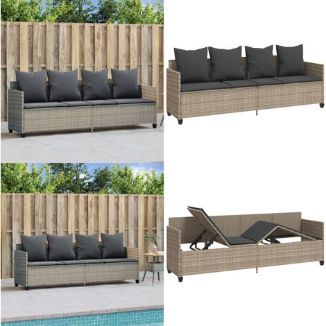 Sonnenliege mit Kissen Hellgrau Poly Rattan - Sonnenliege - Gartenliege - Relax Liege - Outdoor Möbel - Poolside Lounge Chair - Home & Living (1/5)