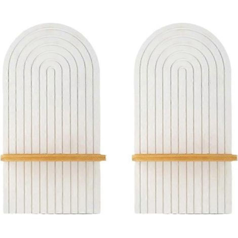 Lot de 2 étagères murales flottantes en bois de style bohème, idéales pour la décoration d'un bureau ou d'une chambre d'étudiant. (1/4)