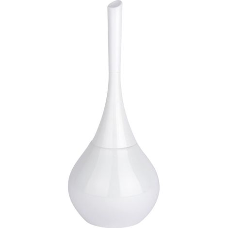 Brosse WC en céramique Flakon Porte Brosse WC fermé Tête de Brosse Noire Interchangeable Fibres de Brosse résistantes et Flexibles Céramique et Plastique 17 x 42,5 cm Blanc (1/5)