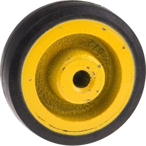 Roue de chariot Caoutchouc Noir, Jaune 100mm x 35mm, alésage 12mm, longueur 45mm, Alésage lisse, Capacité de 100kg ( Prix pour 1 ) (1/2)