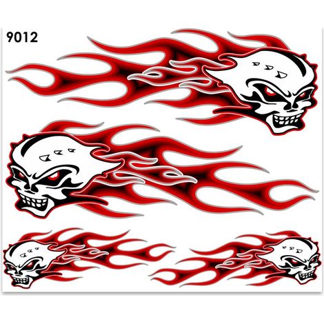 Adesivi Stickers Giganti Teschi e Fiamme 24 x 20 cm