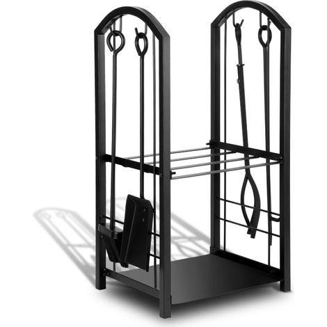 SWANEW Etagère porte bois Étagère à bois de chauffage Étagère à bois de chauffage Support de bois de cheminée - Double (1/5)