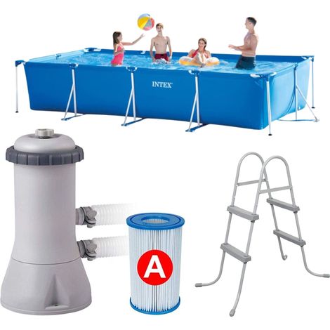 Intex Rectangular Frame pool with Filter Pump and Ladder 450 X 220 X 84cm