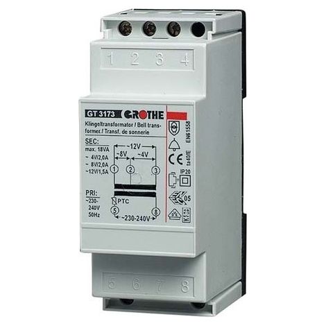 GROTHE 1512020 KLINGEL TRANSFORMATOR 8 V AC, 1 A, GT 50810