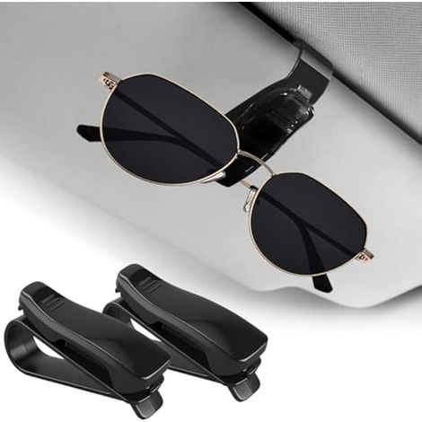 Lot de 2 supports de lunettes de voiture - Résistant aux rayures et aux chocs - Support de lunettes de soleil universel pour lunettes, cartes, factures (1/5)