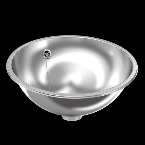 KWC Bassin rond, RONDO, acier inoxydable, haute brillance, 387x155 mm, trop-plein, garniture vidange et trop-plein (1/2)