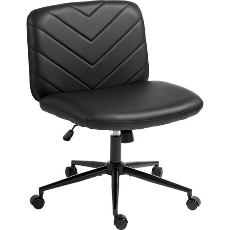 HOMCOM Criss Cross Legged Office Chair Height Adjustable Black (1/5)
