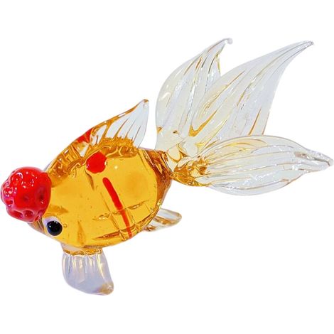 Figurines en verre de poissons rouges chinois, artisanat-B (1/2)